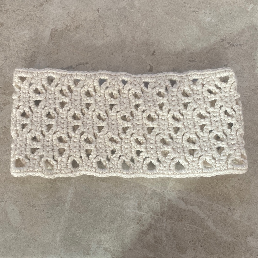 Cream Hand Knit Open Knit Headband